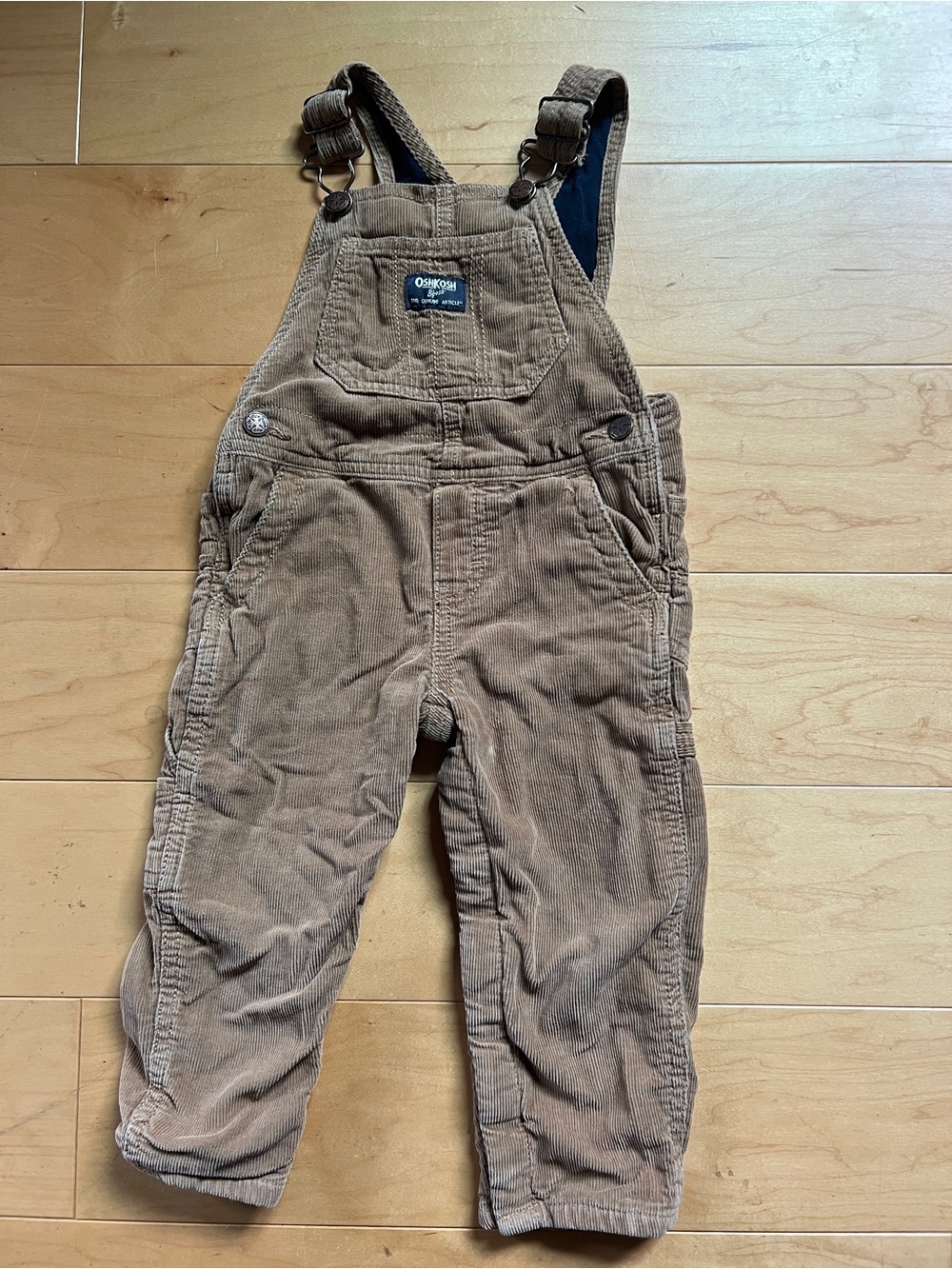 OshKosh B'gosh Tan Lined Corduroy Kids Overalls